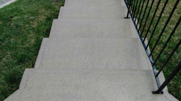 Concrete stairs after cold wash with water