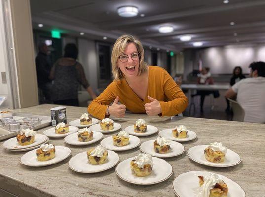 Very excited for our bread pudding desserts!