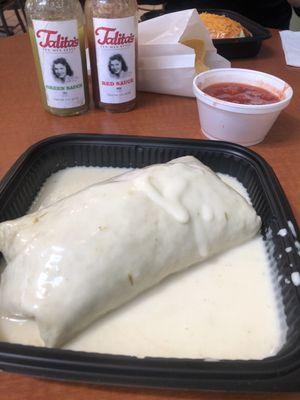 Queso Burrito with chicken