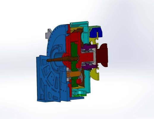 Solidworks Modeling Fracking Motor - Section View