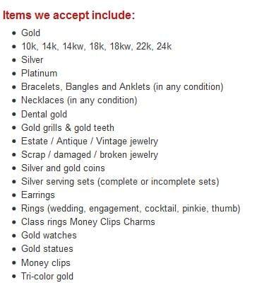 Items we accept at Gold Buyers of America