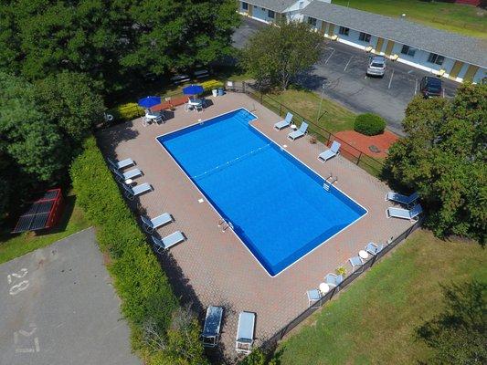 8ft deep,Large outdoor Pool. Very Clean and refreshing!