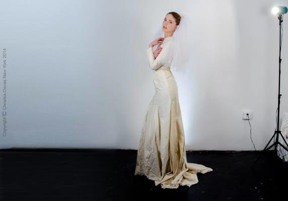 Wedding gown with bridal veil, custom made