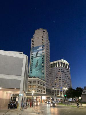 You always know where you are at, when you see the "whale" building in downtown Detroit!