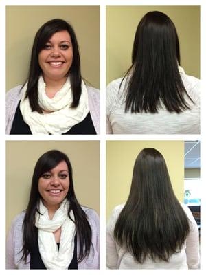 Before & after hair extensions by Theresa!