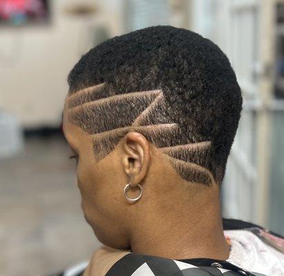 Wave length cut with designs and razor work