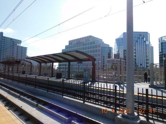 When you catch the trolley is never run-in front of the trolley or try to stop the trolley is wait over behind the line .