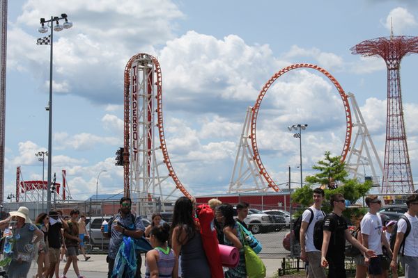 The Thunderbolt Roller Coaster on a hot, summer's day