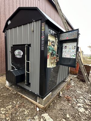 Outdoor would boiler installed