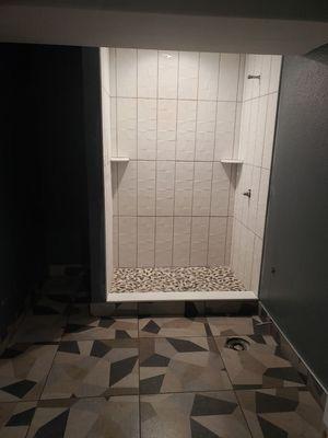 Tile in full basement finish we completed.