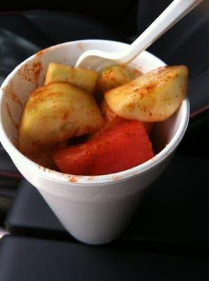 Fresh fruit with a chile lime salt  es delicias.