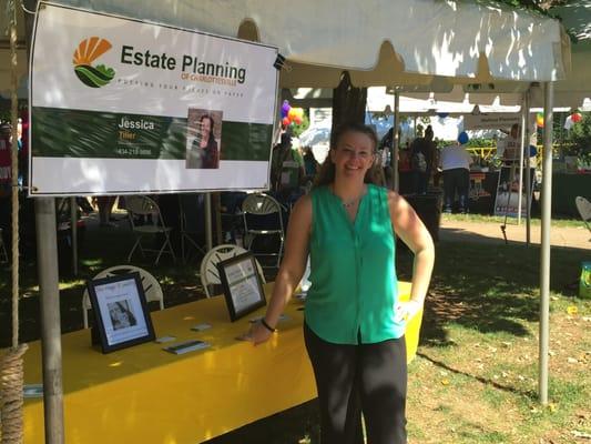 Attending festivals and farmer's markets helps Jessica meet one on one with people, which takes some of the stigma out of estate planning.