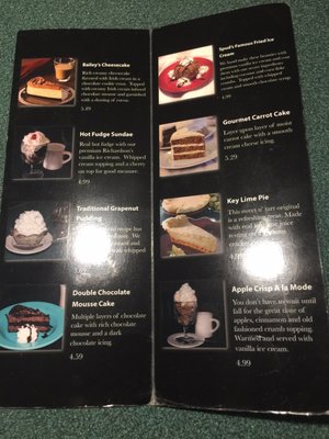 Desert menu