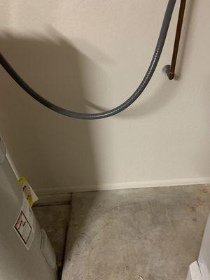 The area where the water heater is being stored