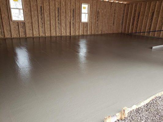 Garage concrete floor poured