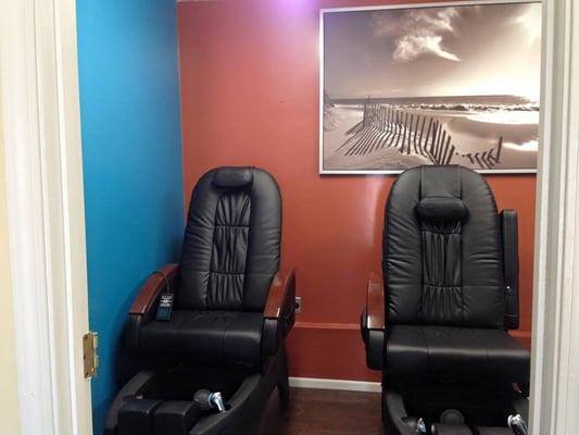 Pedicure room with massage chairs.