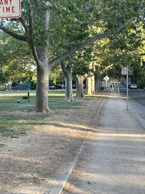 Dirt paved path that surrounds the park