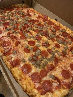 Sheet meat lovers pizza