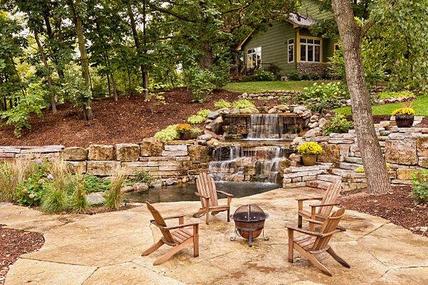 Waterfall and patio