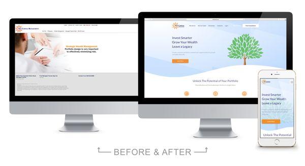 Before and After Sun Capital website redesign and rebranding.