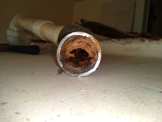 Clogged galvanized pipe