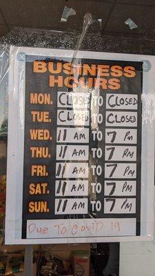 NEW HOURS