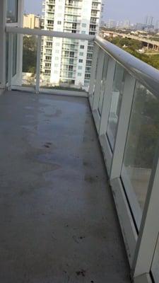 Beautiful balcony view after my upstairs neighbor washed all his dog hair & crap down to my balcony. Management didn't care.