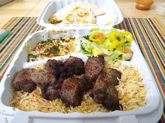 Lamb kabob platter to go ($11.99)