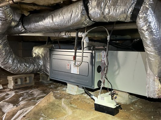 New 90% furnace upgrade craw space installtion.