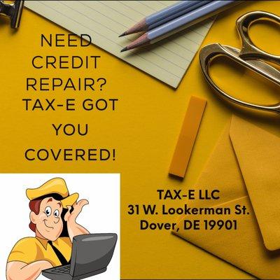 Credit not where you want it to be? Come to TAX-E and we will help you repair you credit. $50 dollars off of your credit consultation when y