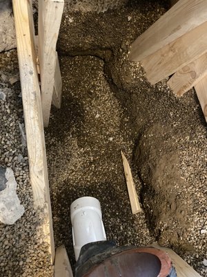 Sewer repair under a slab home