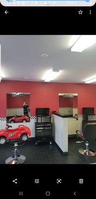 Kids are racing to Finish Line Cutz to sit in our own race car while they get their haircut