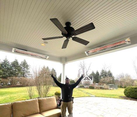 Installation of two new infrared patio heaters