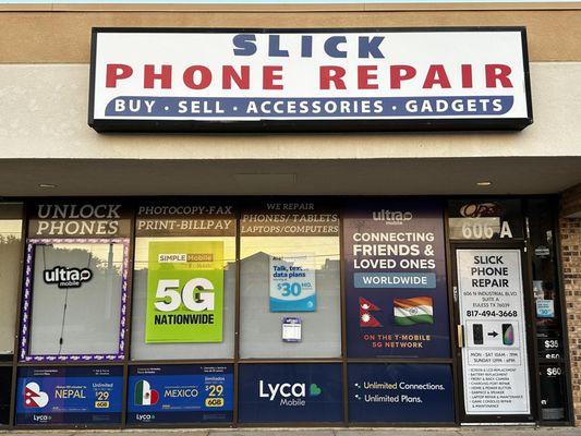 We Repair and Sell iPhone, Samsung phones, Ipads, Tablets, Laptops, Gaming Consoles, and sell Prepaid Services.