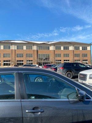 Front of the building facing the parking lot.