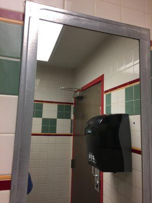 notice how the mirror is framed with duck tape