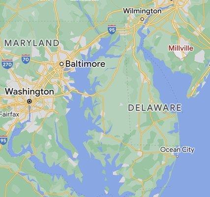 Millville is almost as far south as Baltimore