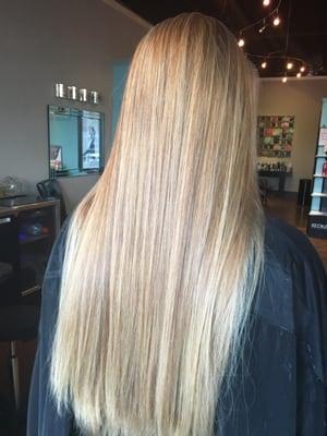 Walk-in highlight client went from orange to blond!