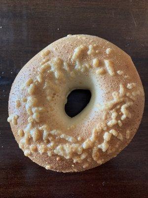 Barely cheesed Asiago bagel