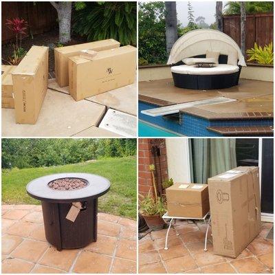 Patio furniture & heater assembly