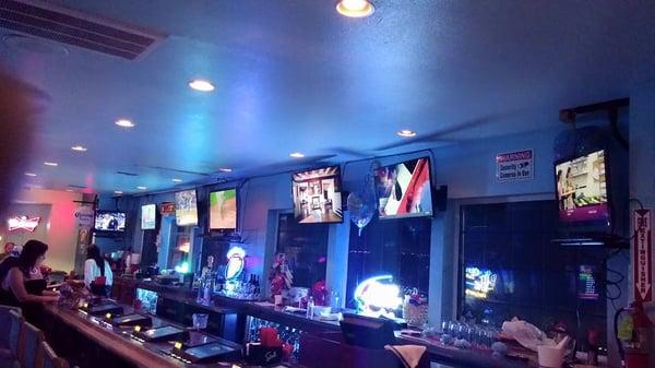 Inside the bar arena are 7 TV's showing the latest sports games or whatever current events may be happening