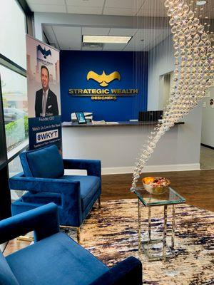 Strategic Wealth Designers reception area of our financial planning firm in Lexington, Kentucky.