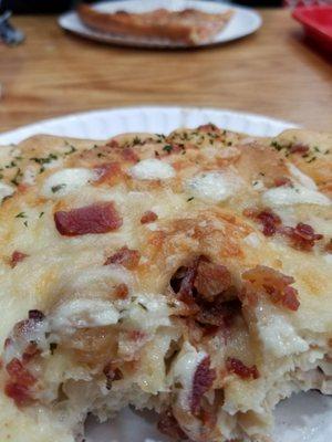 Chicken and bacon stuffed pizza