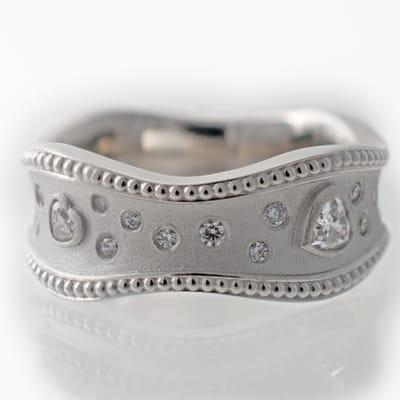 Diamond Heart Wide Band