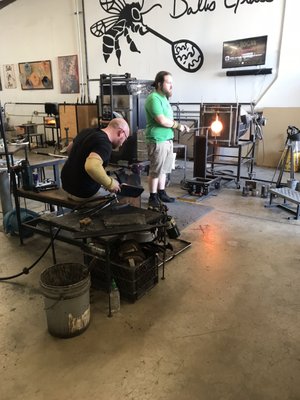 Bill & his assistant working on some beautiful glasses.