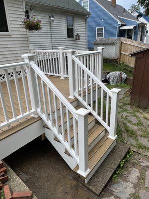 replace deck with new frame, timbertech decking and composite railings