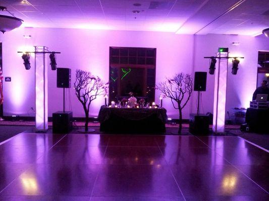 Wedding DJ - sweetheart table with uplighting.