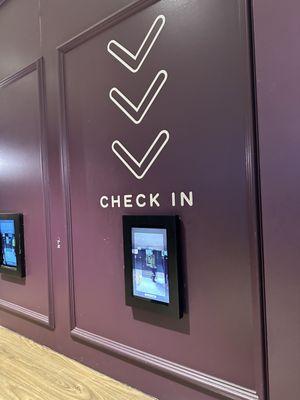 Check in screen in lobby