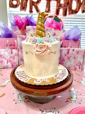 Unicorn cake with chocolate cake inside