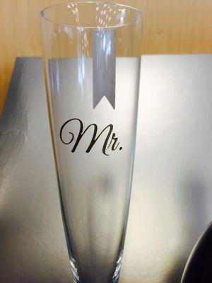 Engraving on crystal champagne flute - Gold